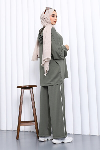İmajButik Khaki Zippered Sweat Pants Modal Set