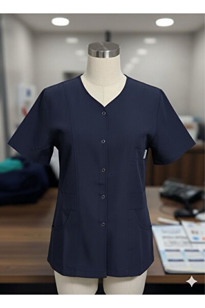 temex Lacivert Çıtçıtlı Tasarım Forma Tek Üst Scrubs İşci Kıyafetleri Unisex ...