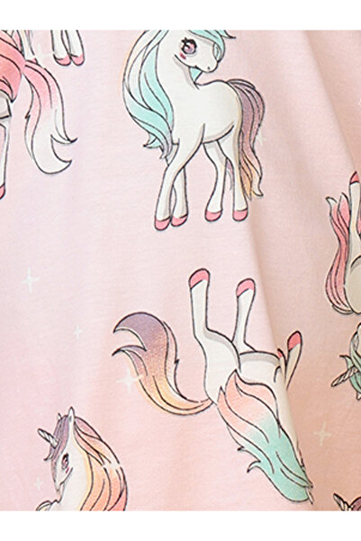 Anthrilo By Styli Girls Unicorn Print Cotton T-Shirt and Pants Set