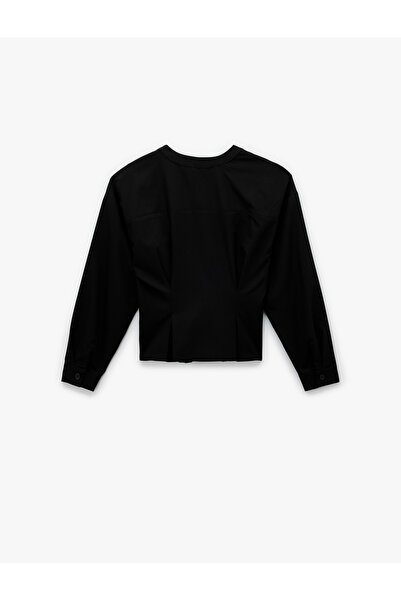 Koton Viscose Blend Long Sleeve V-Neck Button down Shirt