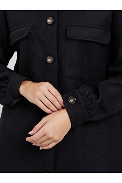 Styli Black Oversized Wool Like Midi Coat