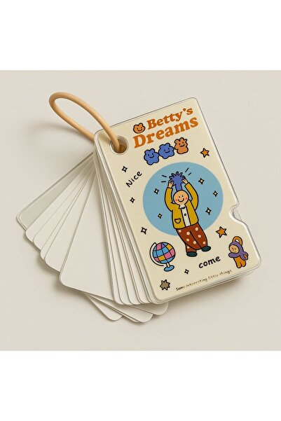 Yenbu Sevimli Tasarımlı Lastikli Taşınabilir Kart Kelime Defteri 4x7 Cm (ASOR...