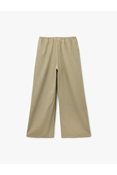 Koton Comfortable Fit Pocketed Tie-Waist Poplin Checkered Pajama Bottoms