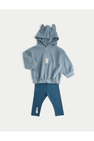 Marks & Spencer 2 Parça Pamuk Karışımlı Peter Rabbit Kapüşonlu Takım (0‑3 Yaş)