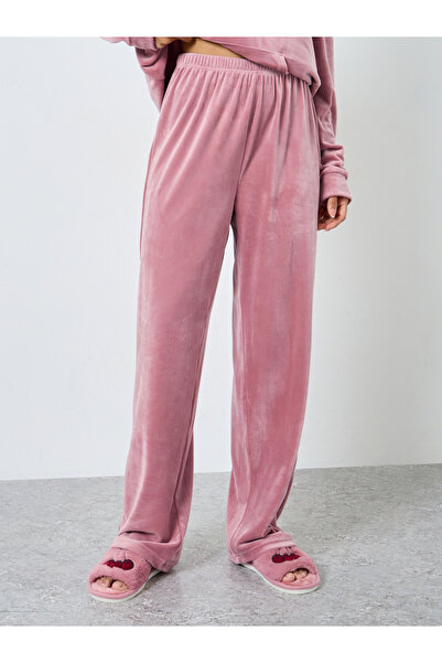 Styli Velvet Look Hooded Top and Pyjama Set