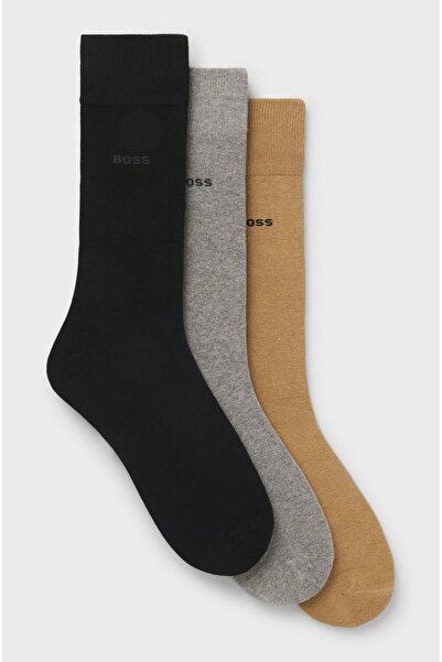 BOSS Men's Soft and Breathable Cotton Long Length Black1 Socks 50558589-964