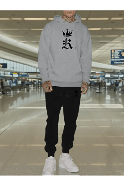 Flow touch طقم بدلة رياضية هودي من King Crown (K) مطبوع