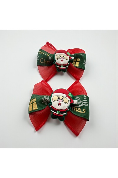 ALS Tasarım Dünyası Red Santa Claus Themed Christmas, New Year, Clip-On Hairpin