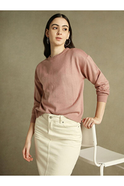 Dennis Lingo By Styli Pink Round Neck Knit Sweater