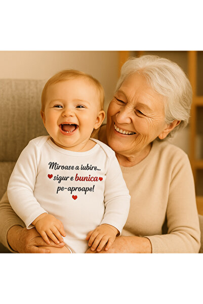 OEM Body bebe cu mesaj „Miroase a iubire... sigur e bunica pe aproape!”, Tipo-Art