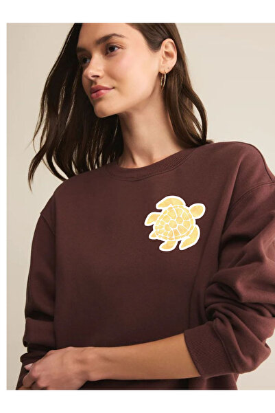 Tubinyoo سترة صفراء كاريتا مطبوع برقبة دائرية وثلاثة خيوط