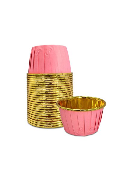 KENT Muffin/Cupcake Cake Mold/Container Capsule, Oven Safe, Air Fryer Compatible, Gold Pink 25-Piece