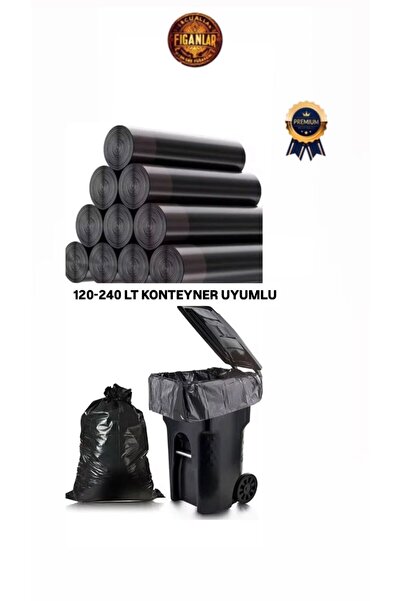 figanlar ambalaj 120 lt-240 LT çöp konteyner poşeti X5 rulo 50 adet 800 gr kalın 120x150 cm ağır hizmet çöp torbas