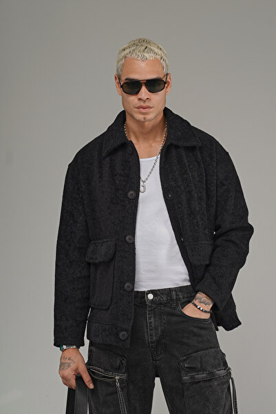 Butik Trend Biz Oversized Shirt Collar Buttoned Men's Fleece