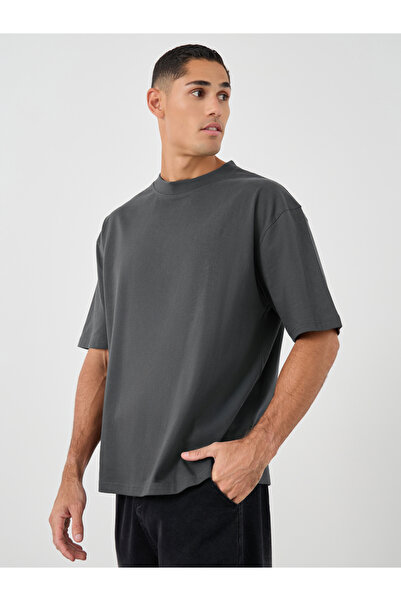 Styli Pack of 2 - Heavy Cotton Jersey Oversized Mock Neck T-Shirt