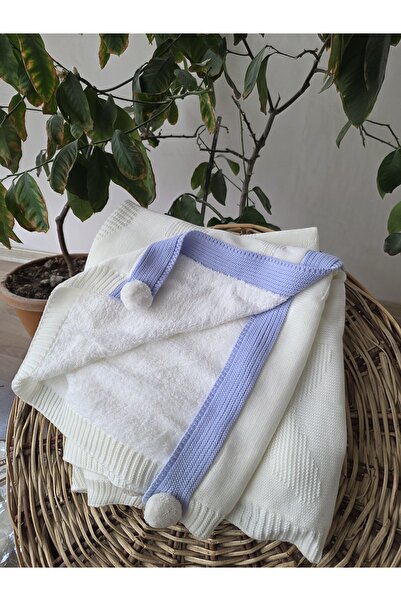 yesda بطانية أطفال منسوجة من الويلسوفت الأزرق من عمر 0 إلى 12 شهرًا - 80×90 ن...