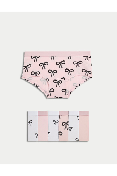 Marks & Spencer 7’li Pamuk Karışımlı Fiyonk Desenli Külot (5‑16 Yaş)