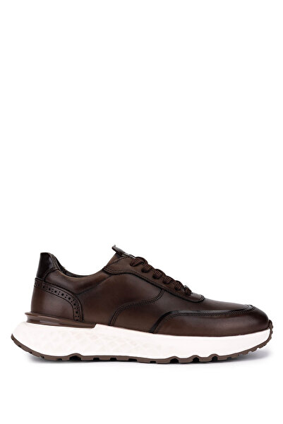 Tamer Tanca Men's Genuine Leather Brown Sneakers & Sports Shoes