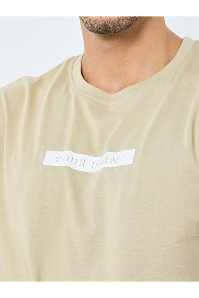 Styli Khaki Crew Neck Slogan Print T-Shirt