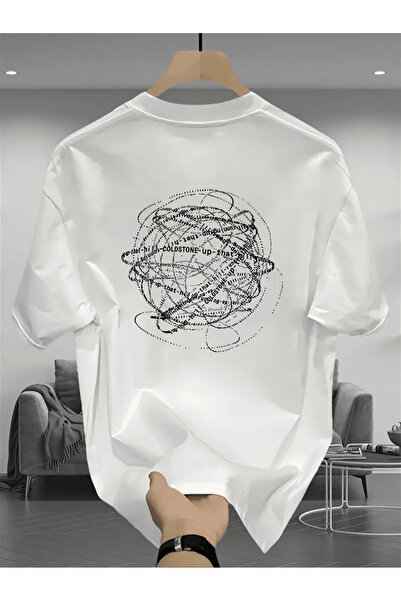 Flow touch Abstract Line and Lettering Printed T-Shirt