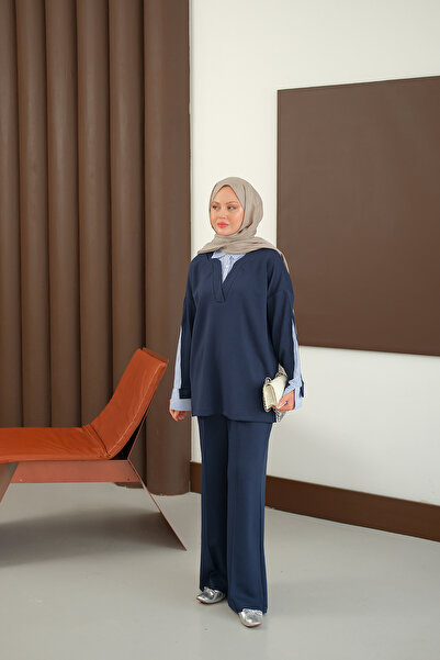 LOCCO Women's Shirt Detail Set Navy Blue