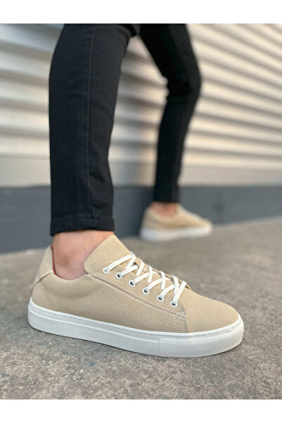 Mhoda Shoes حذاء رياضي كاجوال للرجال من جلد الغزال برباط طراز JY122 SBT - بيج