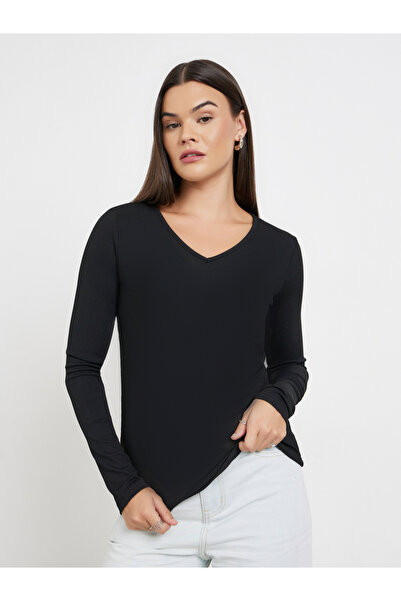 Styli Black Long Sleeve Knit Top