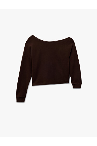 Koton Comfortable Fit Long Sleeve Asymmetrical Neck T-Shirt