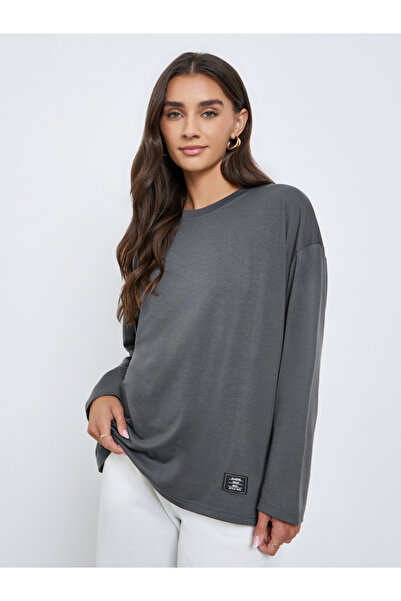 Styli Grey Oversized Long Sleeve T-Shirt