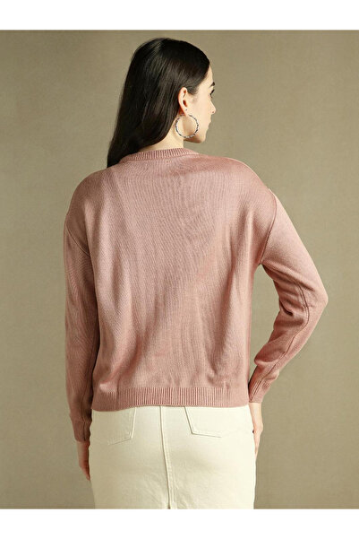 Dennis Lingo By Styli Pink Round Neck Knit Sweater