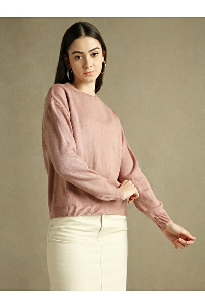 Dennis Lingo By Styli Pink Round Neck Knit Sweater