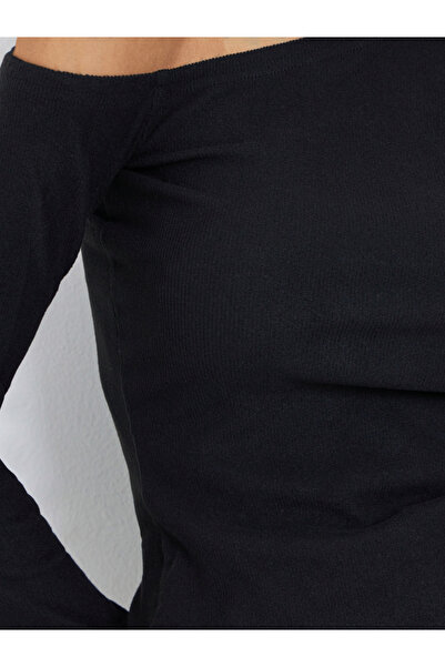 Styli Black Asymmetric Neck Knit Top