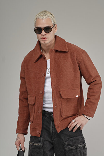 Butik Trend Biz Oversized Shirt Collar Buttoned Men's Fleece