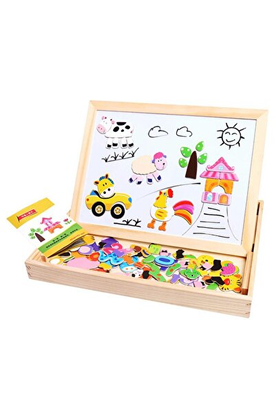 Ayshpek MANYETİK AHŞAP PUZZLE OYUNU- 3+ YAŞ-ZEKA GELİŞTİRİCİ DOĞAL MALZEMELİ