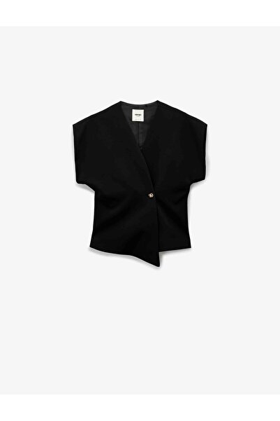 Koton Buttoned Asymmetric Double-Breasted Neck Vest with Sleeveless Metal Accessories