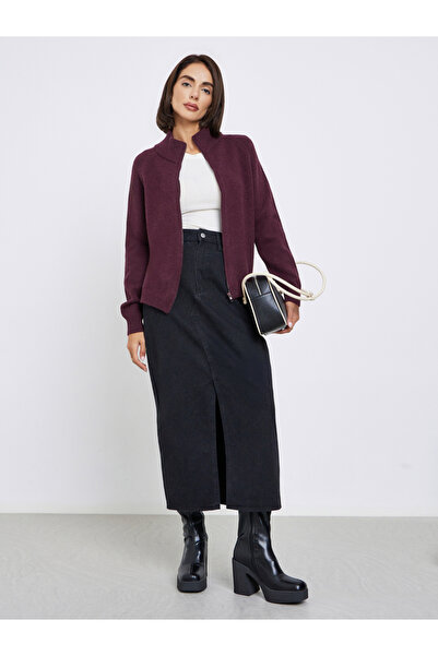 Styli Burgundy Regular Fit Zip-Up Sweater