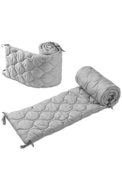 Kidizi Set de 2 protecții matlasate pentru pătuț 120 x 60 cm, gri Deluxe