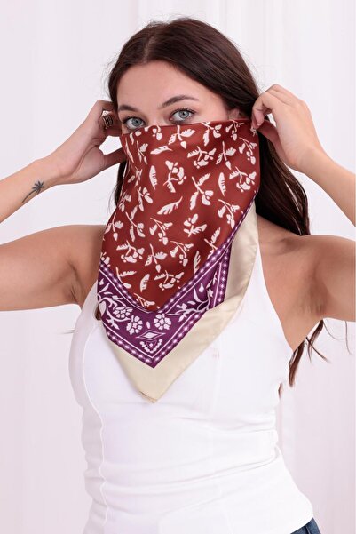Bessence Jewelry Co Boho Çift Desenli Kadın Fular – Kiremit & Mor