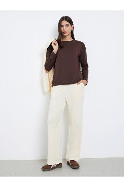 Styli Brown Boxy Long Sleeve T-Shirt