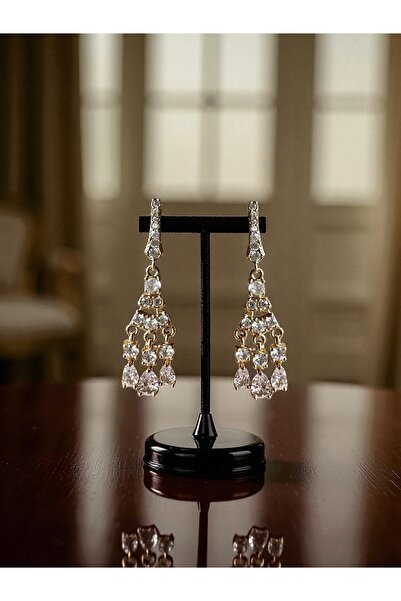 Mira Glam Chandelier earrings with zirconia stones