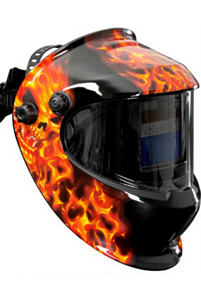 SGTT Mască de sudură SkullFlame, autodark, reglare automată, alimentare cu ce...