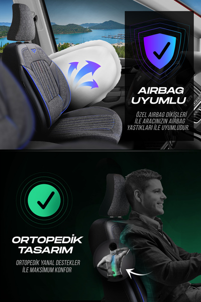 Panda Kılıf Panda Milano Series Linen Fabric Car Seat Cover - Full Set