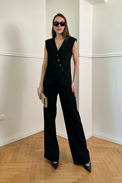 MAGARDE Set costum negru cu vestă dublu