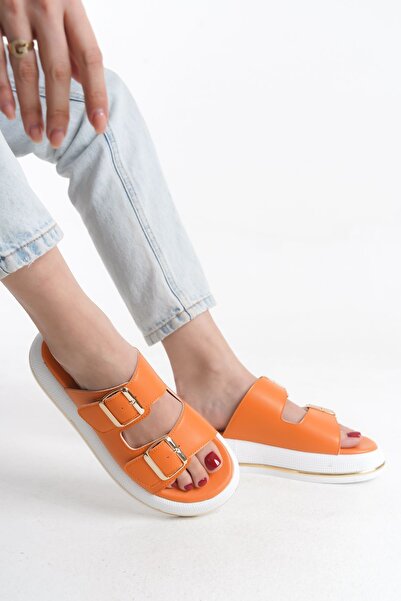 FEMME Leila Women's Daily Double Banded Buckle Poly Light Sole Slippers