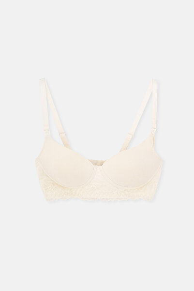 Dagi Ecru Lace Detailed Micromodal Covered Bra