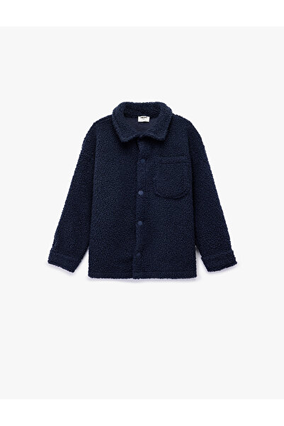 Koton Jachetă de pluș cu mânecă lungă, cu detaliu de nasturi și buzunar cu clapă