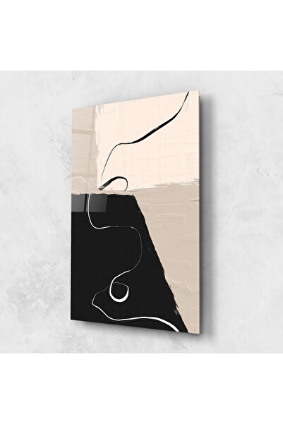 Arthub Tablou Sticla,Dormitor si Living, Abstract cu Linii, Black Brushstrokes