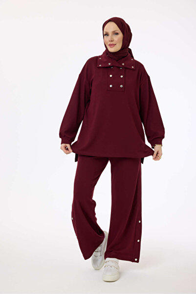 My City 6152 - Stylish Comfortable Collar Button Detail Women's Pants Shirt Set