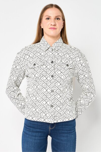 Karl Lagerfeld Women Allover Print Denim Jacket, Multicolor