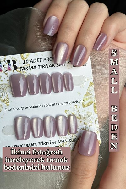 Easy Beauty Kedi Gözü SMALL Beden Kısa Küt 10 Adet Takma Tırnak Seti T133